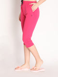 NEVA Women Cotton Capri Pants- Hot Pink