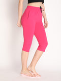 NEVA Women Cotton Capri Pants- Hot Pink