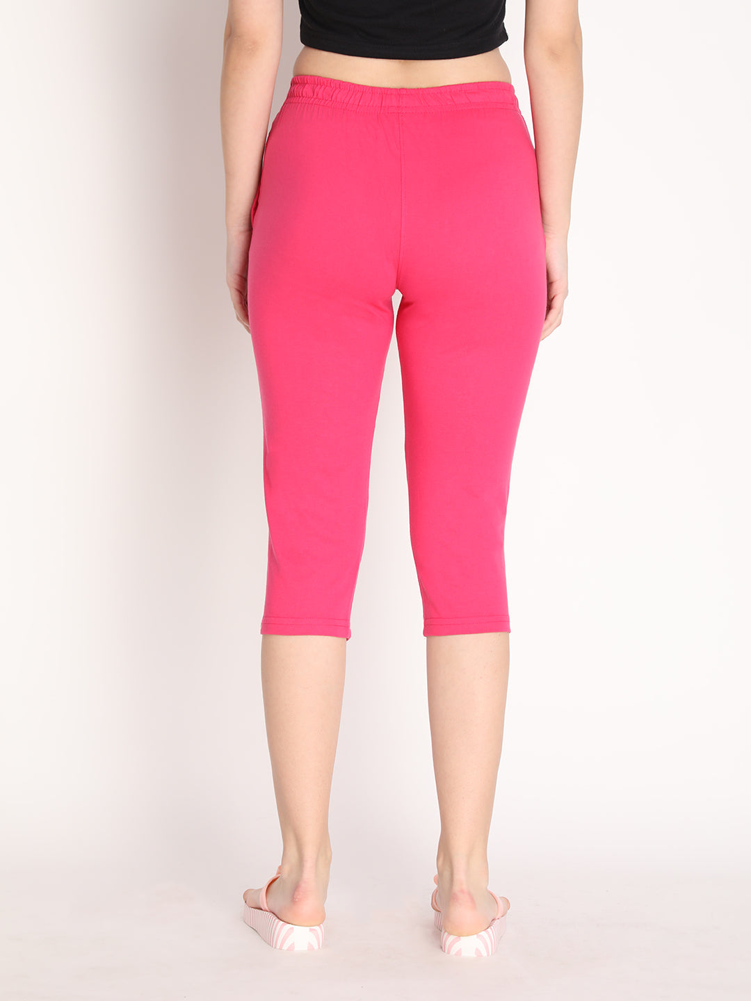 NEVA Women Cotton Capri Pants Hot Pink M
