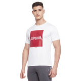 LIVFREE Men Round Neck Half Sleeve T-Shirt with Graphic Print on Chest- White