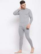 Neva Men Round Neck Full Sleeve Thermal Upper & Bottom Set- Milange Grey (Glaccia)