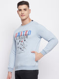 Livfree Mens Round Neck Full Sleeve Printed Sweatshirt- Sky Milange