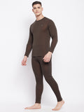 Neva Men Round Neck Full Sleeve Thermal Upper & Bottom Set- Coffee (Glaccia)