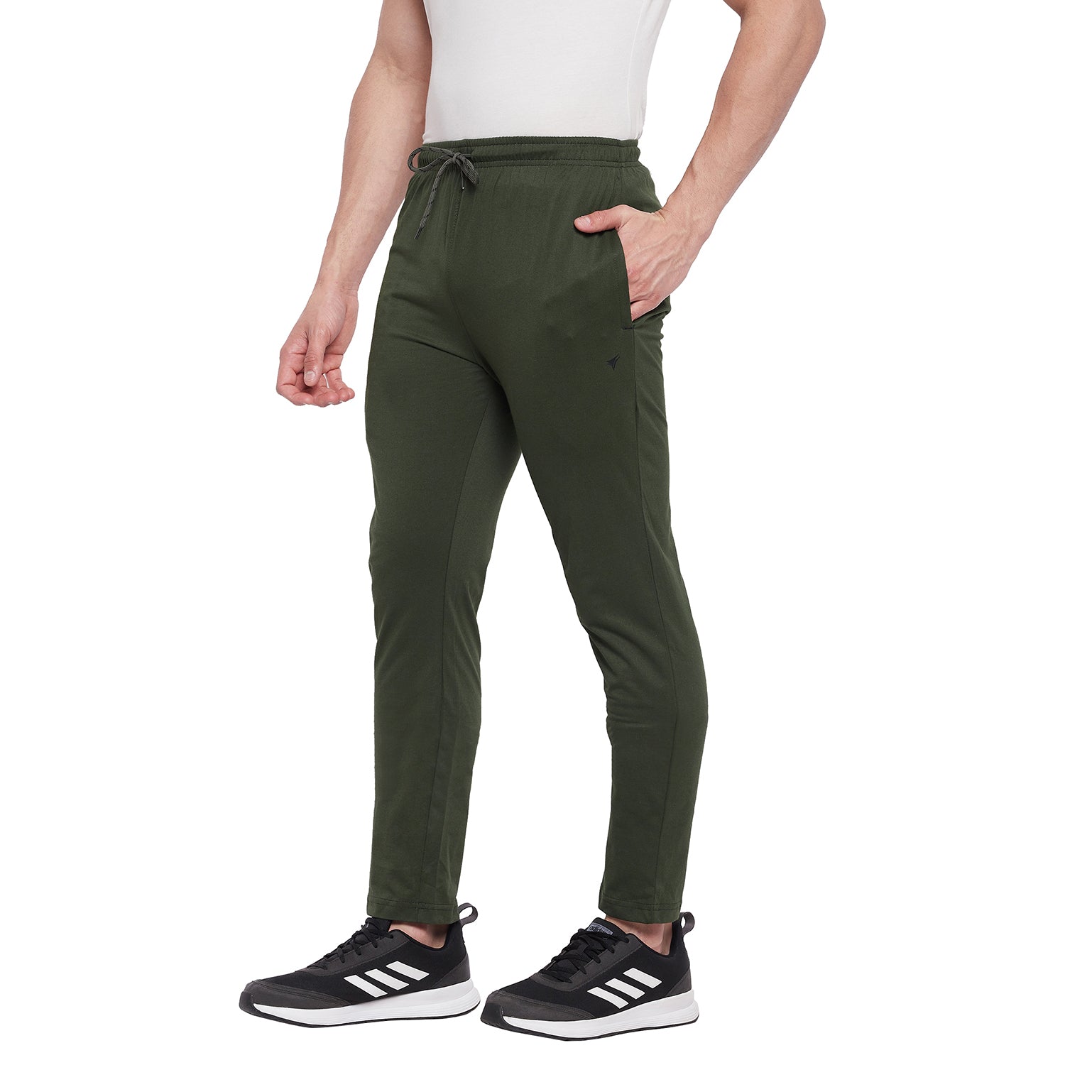 Neva Men Kc Sinker Fabric Trackpant with One Side Zip Pocket- Olive