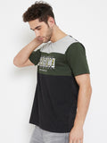 Neva Men's Round Neck Half Sleeve Printed T-Shirt-Green