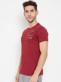 LIVFREE Men's Round Neck Half Sleeve Printed T-Shirt-Red