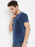 Neva Men's Round Neck Half Sleeve Printed T-Shirt-Navy
