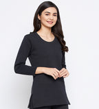 Neva Women Round Neck 3/4th Sleeves Upper- Anthra (Glaccia)