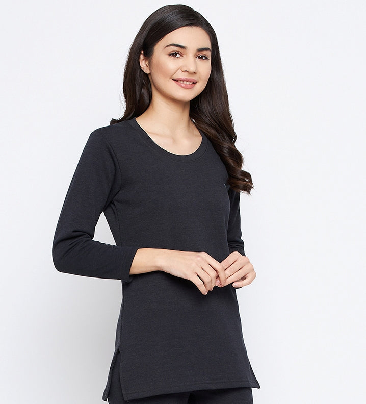 Neva Women Round Neck 3/4th Sleeves Upper- Anthra (Glaccia)