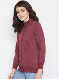 Livfree Women's T-Neck Full Sleeve Sweatshirt-Maroon