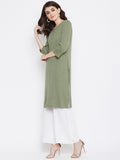 Neva Women's Printed Kurti-Olive