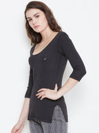 Neva Velveti Deep Scoop Neck 3/4th Sleeve Thermal Upper for Women