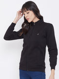 Livfree Women's Turtle Neck Full Sleeves Solid Sweatshirt With Pocket-Black