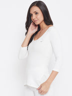 Neva Velveti Deep Scoop Neck 3/4th Sleeve Thermal Upper for Women