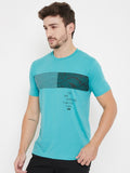 livfree Round Neck Half Sleeves Graphic Printed T-Shirt For Men- Sea Green