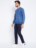 Livfree Men's Solid TrackSuit - Denim Milange/Navy