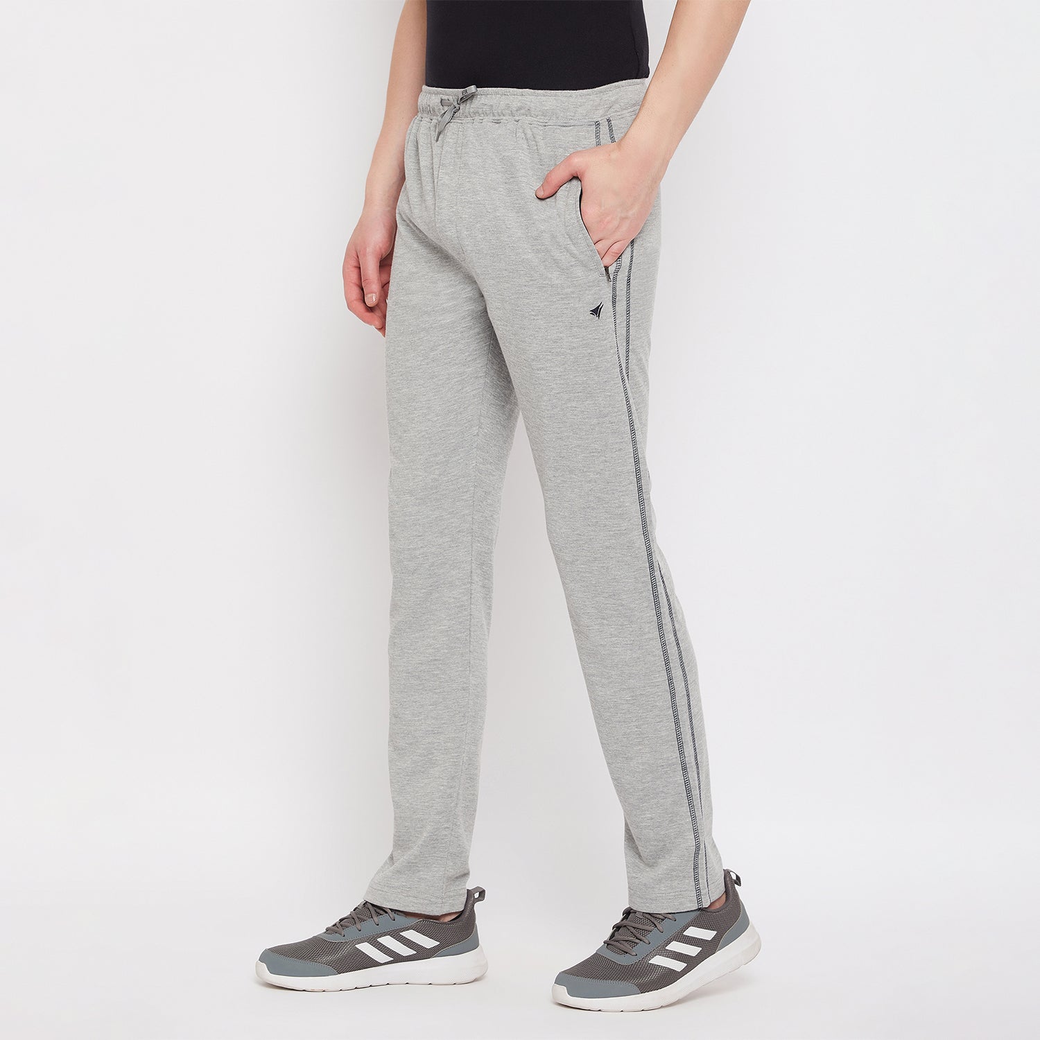 Neva Men's Track Pant in Solid Pattern Side pockets - Milange Grey