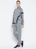 Livfree Women's Mock Collar Milange Tracksuit - Grey Mix