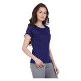 NEVA Round Neck Half Sleeve Front Printed T-shirt For Women-EXOTIC_BLUE