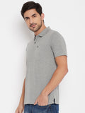 LIVFREE  Men's Regular Fit Solid T-Shirt- 5% Milange Grey