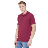Neva Polo Neck Men's T-Shirt in Solid Pattern Half Sleeve