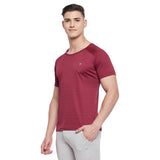 Neva Men Sweatfree Barcode Knit Round Neck Half Sleeve T-Shirt With Reflective Logo on Chest- Maroon