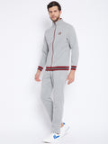 Livfree Men's Mock Collar Full Sleeves Milange Tracksuit -Milange Grey (Zipper)