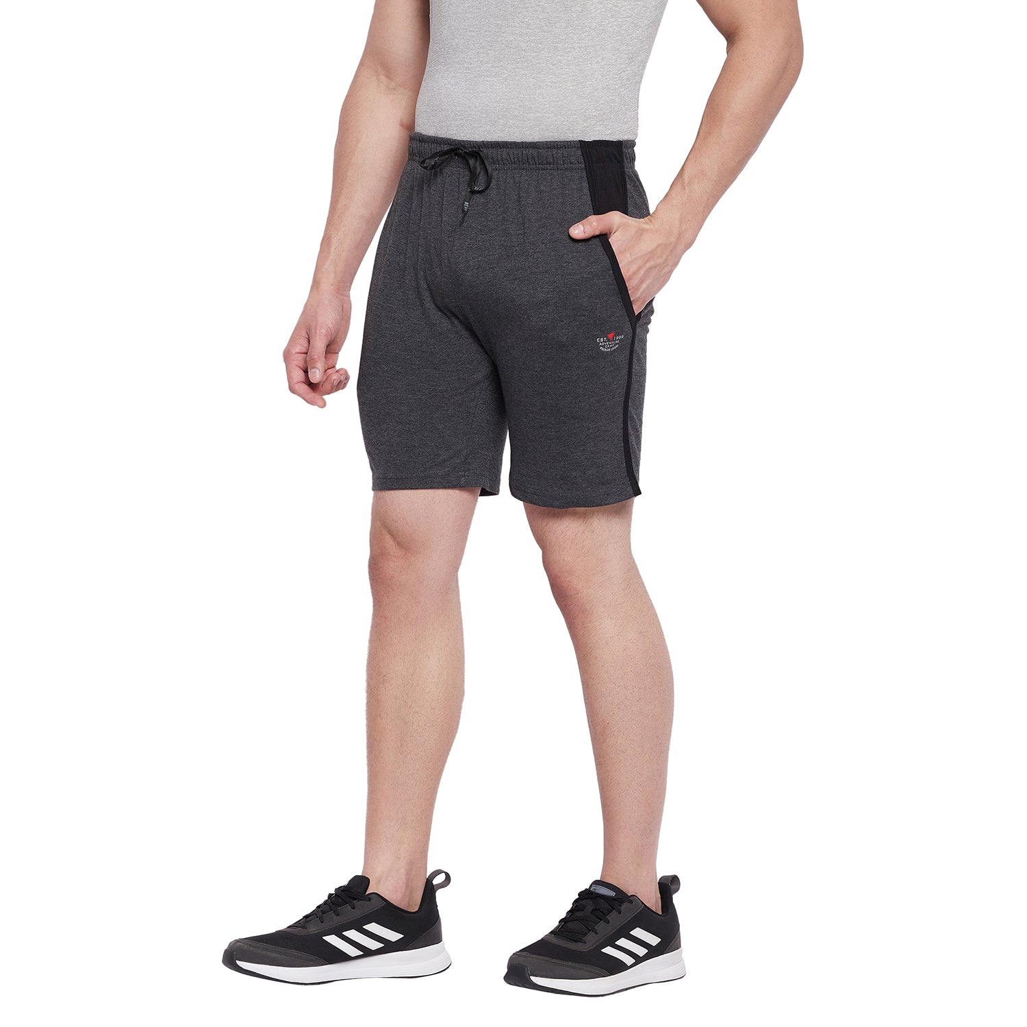 Neva Men's Bermuda in Elasticated Waistband with Side Pockets- Anthra