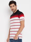Neva Men's Regular Fit Striped T-Shirt -Red
