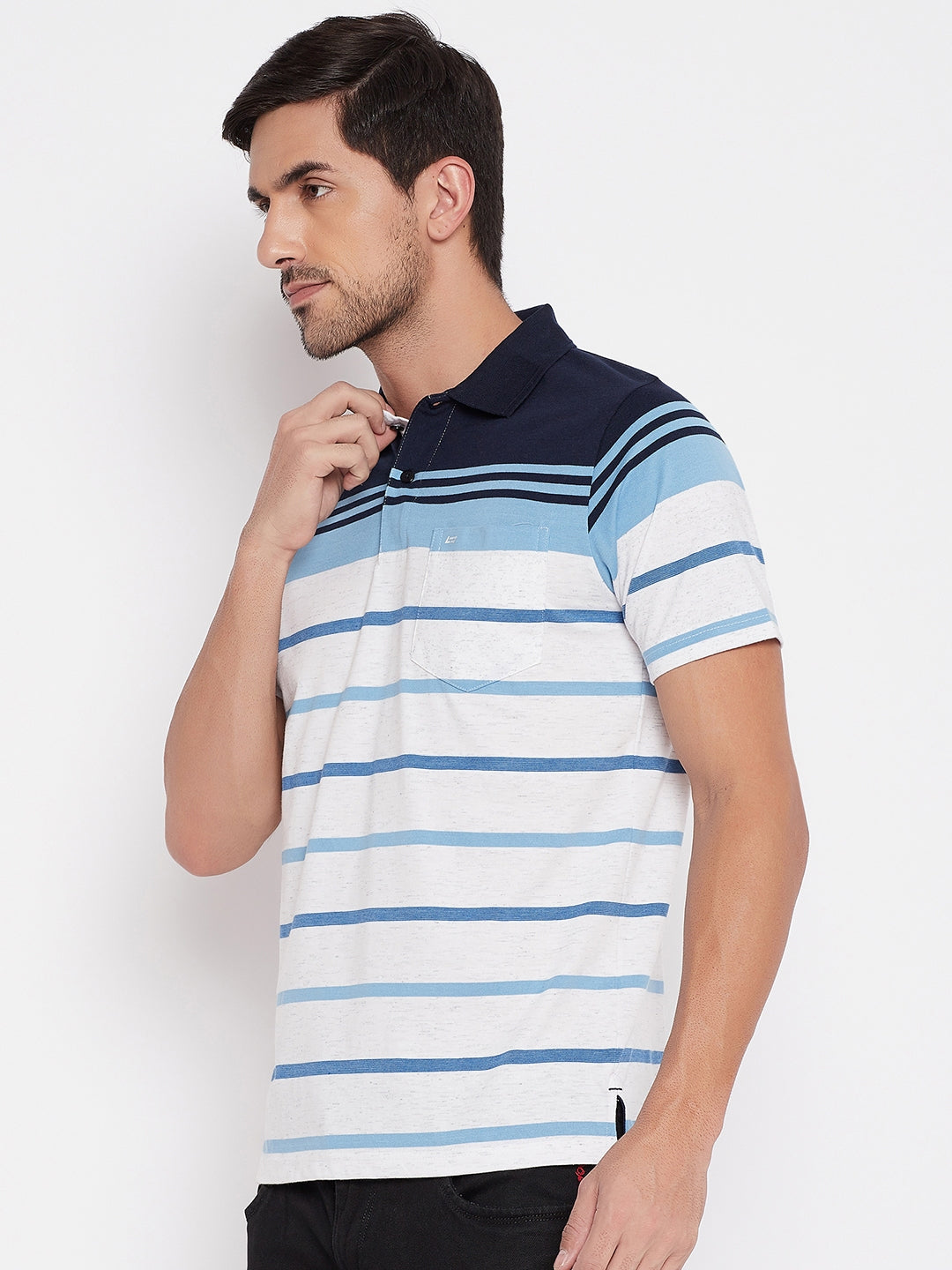 Neva Men's Regular Fit Striped T-Shirt -Sky