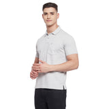 Neva Men Cotton Jacquard Solid Color Polo Half Sleeve T-Shirt- Grey Mix