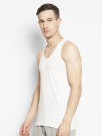 Men's Neva Koolin White Round Neck Sleeveless Sandow Vest - Cotton, Extra Soft, Creating Koolin Effect for Comfort - Ideal for Summer, Gym, and Everyday Wear- Pack of 4 Pcs