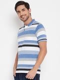 Neva Men's Regular Fit Multicolored Stripes T-Shirt -Royal