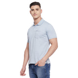 Neva Men Cotton Jacquard Solid Color Polo Half Sleeve T-Shirt- Sky