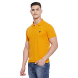 LIVFREE Men Solid Color Polo Half Sleeve T-Shirt- Mustard