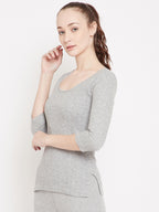 Neva Velveti Deep Scoop Neck 3/4th Sleeve Thermal Upper for Women