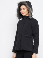 Livfree women Stylish black full zipper hoody Jacket- Black