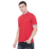 NEVA Half Sleeve Polo Neck Stripe T-Shirt For Men - Red