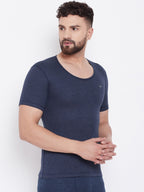 Men's Thermal Round Neck Half Sleeve - Denim (Velveti)