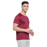 Neva Men Sweatfree Barcode Knit Round Neck Half Sleeve T-Shirt With Reflective Logo on Chest- Maroon