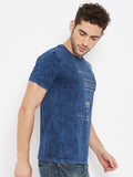 Neva Men's Round Neck Half Sleeve Printed T-Shirt-Navy