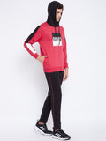 Livfree Men's Hoodie Full Sleeves Solid Tracksuit - Tango Red/Black