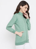 Livfree Women's T-Neck Full Sleeve Sweatshirt-Green