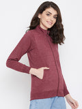 Livfree Women's T-Neck Full Sleeve Sweatshirt-Maroon