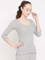 Neva Velveti Deep Scoop Neck 3/4th Sleeve Thermal Upper for Women