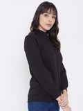 Livfree Women's Turtle Neck Full Sleeves Solid Sweatshirt With Pocket-Black