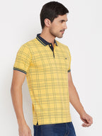 LIVFREE Polo Neck Men's T-Shirt in Checkered Pattern Half Sleeve