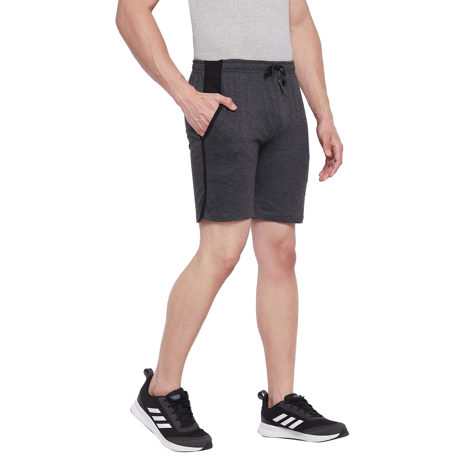 Neva Men's Bermuda in Elasticated Waistband with Side Pockets- Anthra