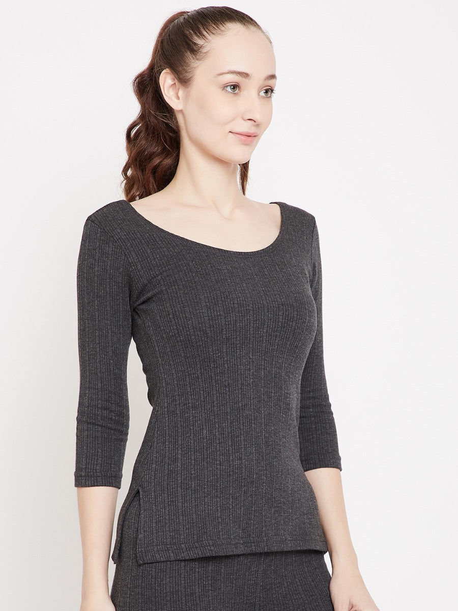 Neva Esancia Deep Scoop Neck 3/4th Sleeve Thermal Upper for Women