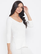 Neva Velveti Deep Scoop Neck 3/4th Sleeve Thermal Upper for Women